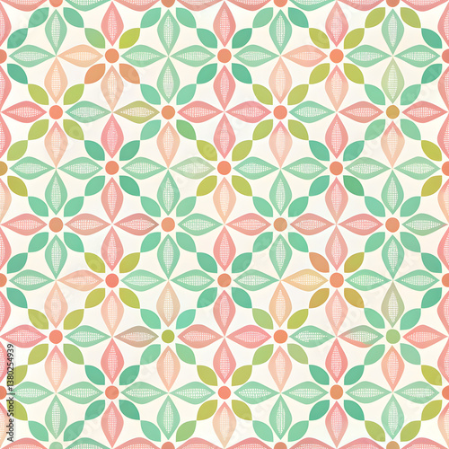 Colorful Petal Shapes in Seamless Pattern Harmony