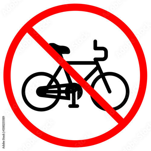 No bicycle allowed sign with red circle and slash for safety