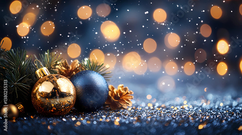 Blue and gold Abstract background and bokeh on New Year's Eve. 