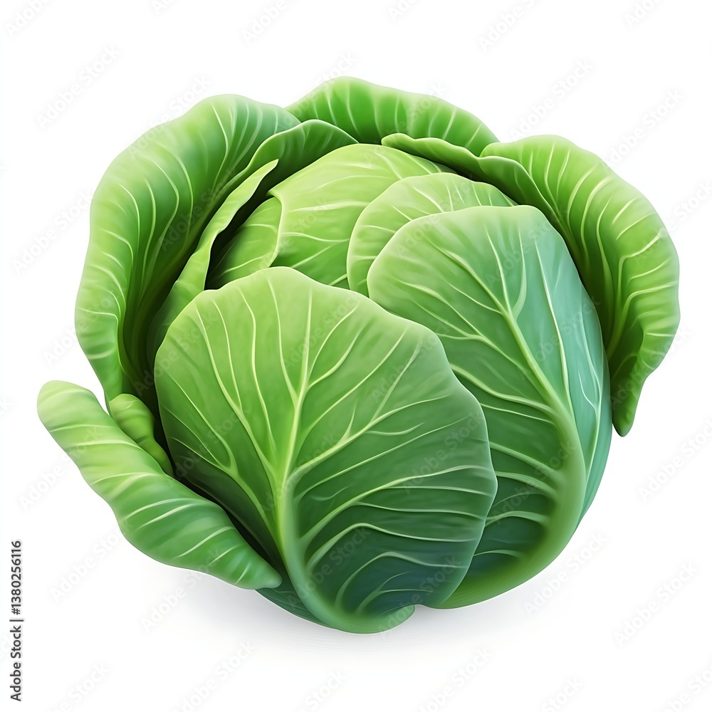 Fototapeta premium Green Cabbage isolated on a white background