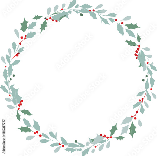 Elegant Christmas Holly Wreath Frame Festive Winter Design