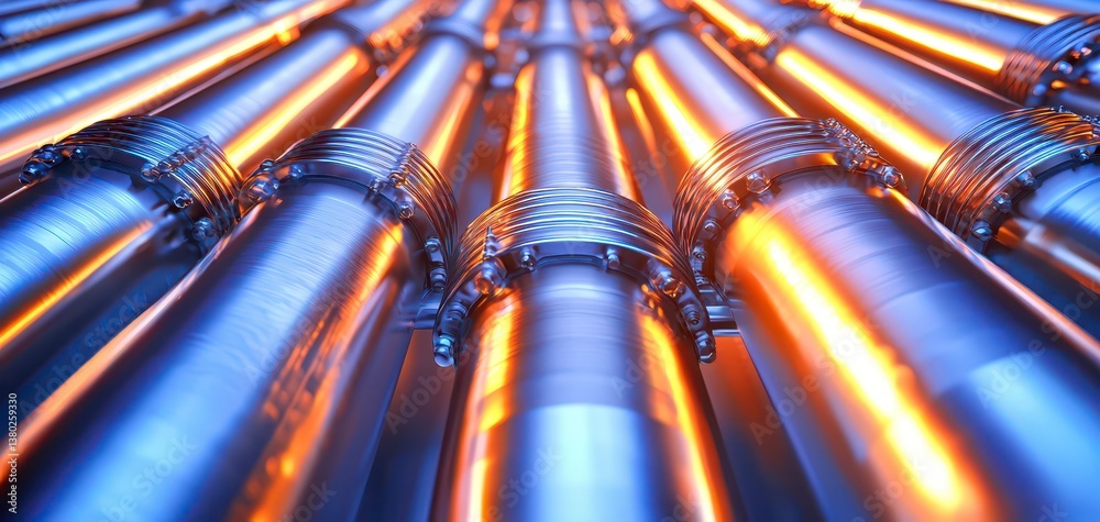 Heat tube sheet exchanger fluid dynamics visualization engineering precision 3D illustration. Precise 3d model of a heat pipe. Heat tube sheet exchanger fluid dynamics visualization engineering precision 3D illustration. Precise 3d model of a heat pipe.