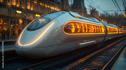 Obraz na płótnie Next-Gen Bullet Train Soaring Through the Cityscape