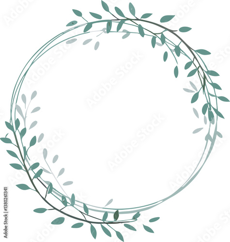 Elegant Greenery Wreath Circle Frame Botanical Design Element