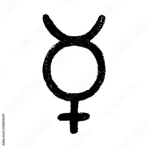 Hand drawn hermaphroditus gender identity icon Symbol used to represent sex and gender