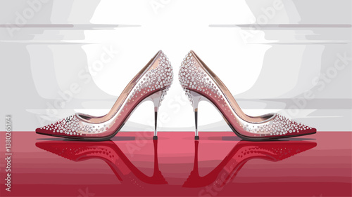 Showcase your fashion collection with these stunning high heels adorned with crystals. Perfect for luxury, elegance, and style.