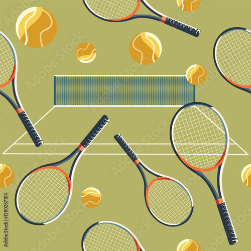 Pattern Sport Game Tennis Court Ball Racket Club