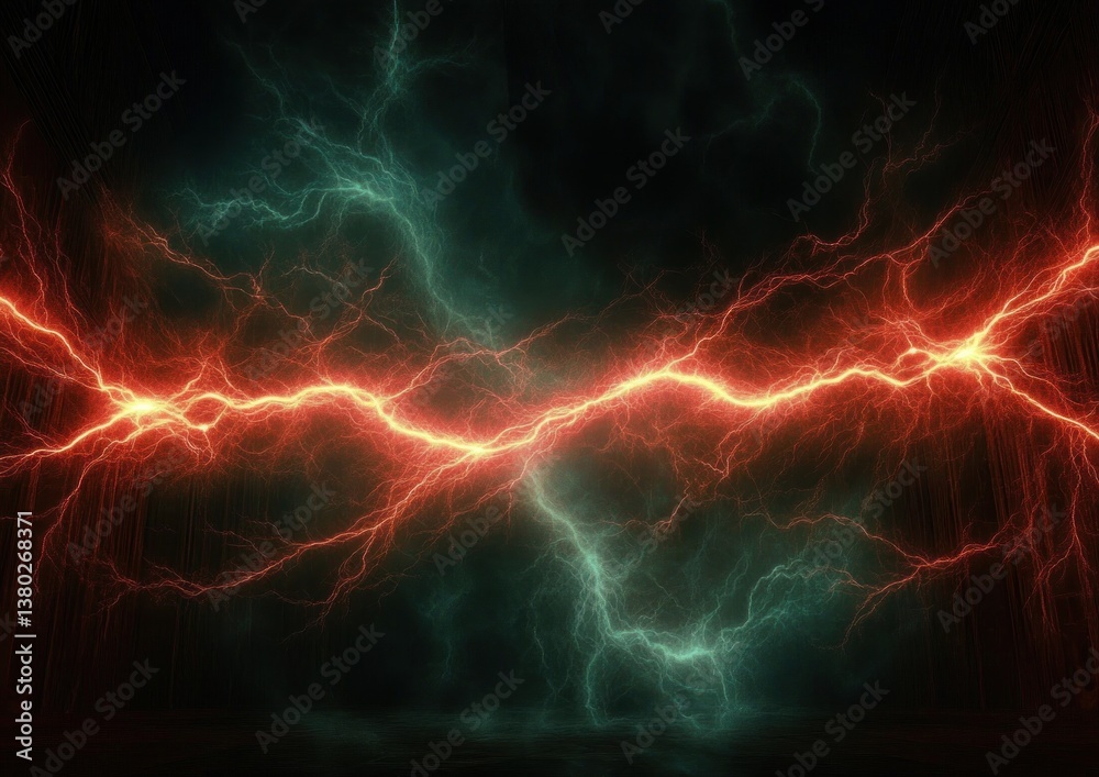 Electric Energy Abstract Background with Red Lightning and Plasma Effects Electric Energy Abstract Background with Red Lightning and Plasma Effects