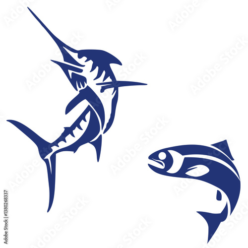blue marlin fish vector illustration