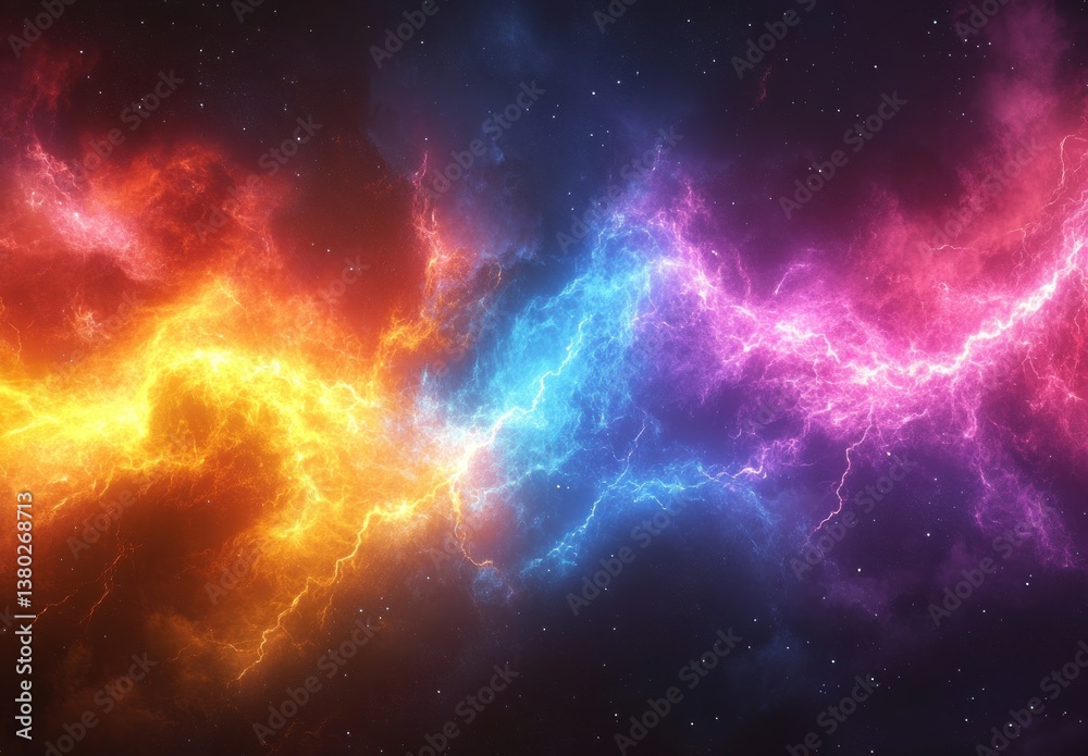 Vivid Abstract Lightning Energy Background with Rainbow Colors and Electric Effects Vivid Abstract Lightning Energy Background with Rainbow Colors and Electric Effects