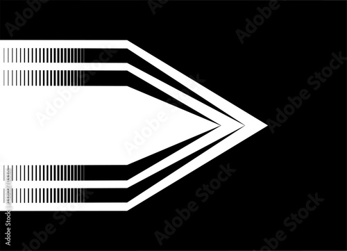 Vector black and white background. Arrow. Pointer. Striped sharp pattern. Base for sportswear, posters, toys,  advertising, packaging. Vector background