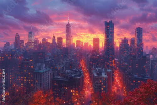 Boston Massachusetts Downtown Skyline Aerial View at Sunset