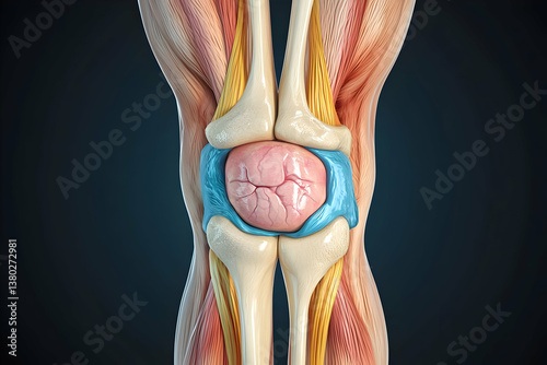 Human Knee Anatomy, Muscles, Bones, Detailed View photo
