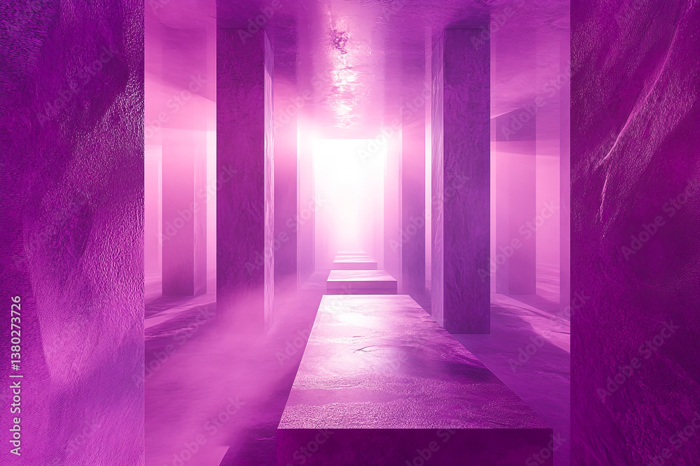 Fototapeta premium Abstract Purple Corridor with Light