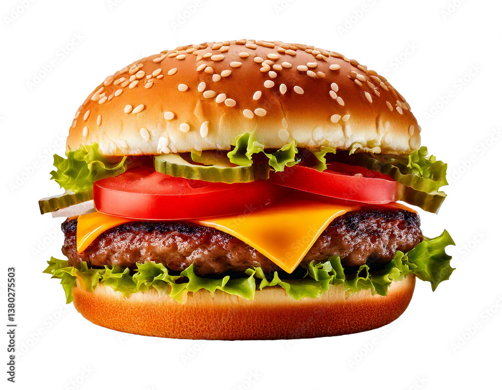 hamburger or burger with cheese and vegetables isolated on white background, image ai generate
hamburger or burger with cheese and vegetables isolated on white background, image ai generate