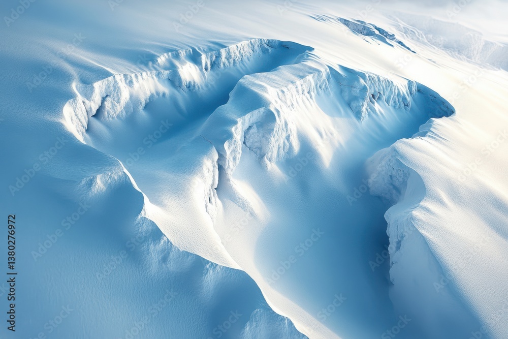 Snow Crevices, winter snowfield, chilly wilderness, high-altitude hike