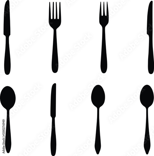 silhouette cutlery icon vector illustration cut out white background