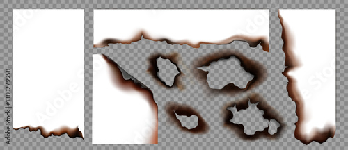 Burned paper Realistic on transparent background