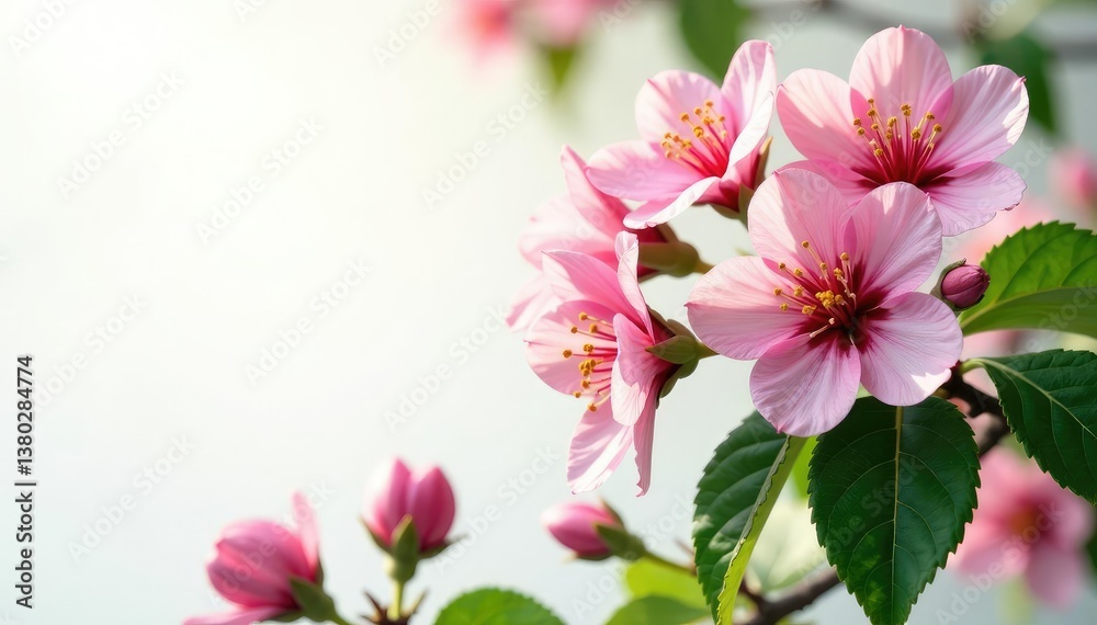 Fototapeta premium Springtime foliage isolated on white background, nature, blossoms, flowers