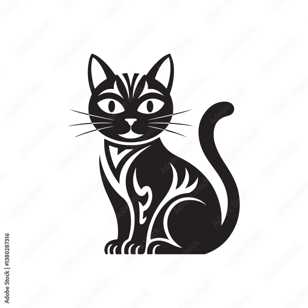 custom made wallpaper toronto digitalBlack and white vector illustration of a cute sitting cat