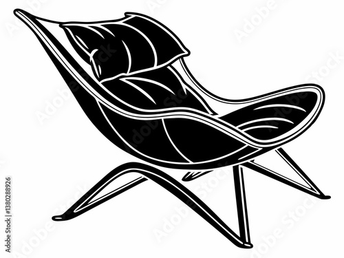 Designer lounge chair with cushioned seat and modern curved frame vector graphic

