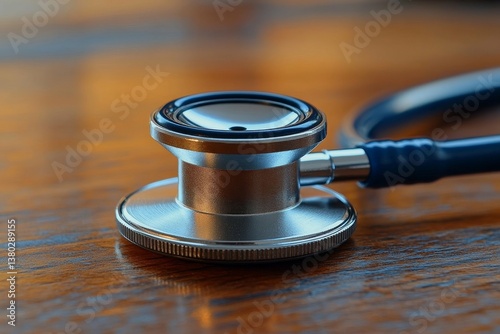 Close-up of a Stethoscope on a Wooden Surface