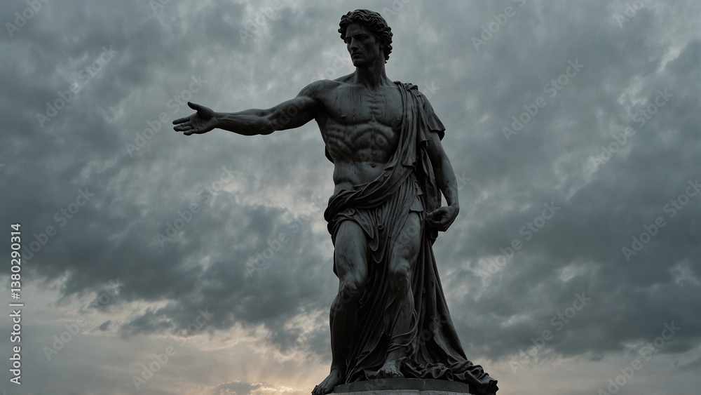 A statue of Orpheus and Eurydice, as he turns for one last glance, her soul fading into the void A statue of Orpheus and Eurydice, as he turns for one last glance, her soul fading into the void