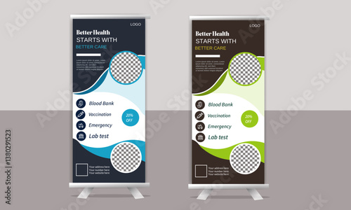 Stylish and minimalist company business Roll up banner design template vector, abstract background, modern x-banner, rectangle size 