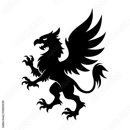 Wallpaper Mural A fierce black silhouette of a griffin Torontodigital.ca