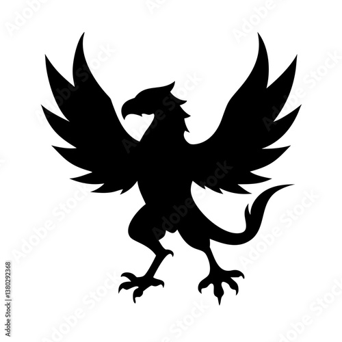 Wallpaper Mural A fierce black silhouette of a griffin Torontodigital.ca