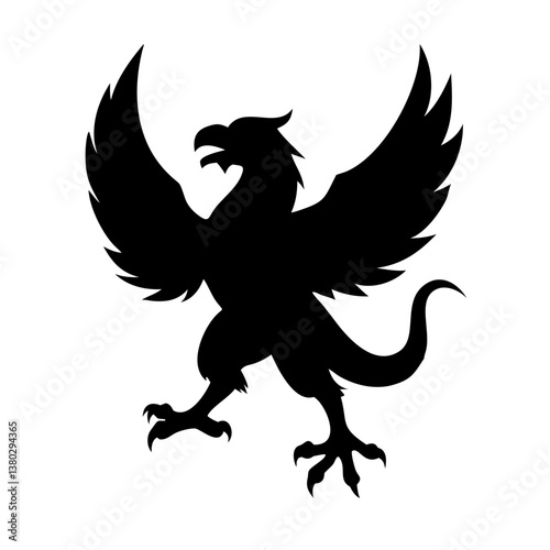 Wallpaper Mural A fierce black silhouette of a griffin Torontodigital.ca