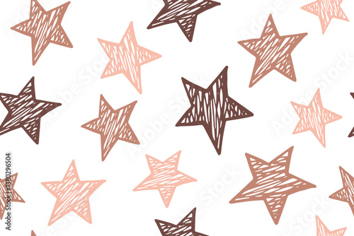 Sketch stars cute vector seamless pattern. Festive background. Birthday decor...