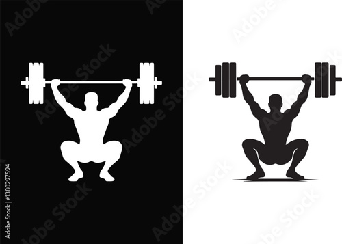 Weightlifting Silhouette Icons Vector Illustration