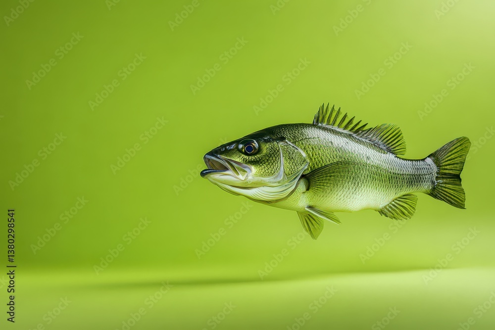 Fototapeta premium A detailed photograph of a fish on a green background