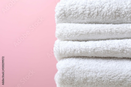 Stack of bath towels, close up