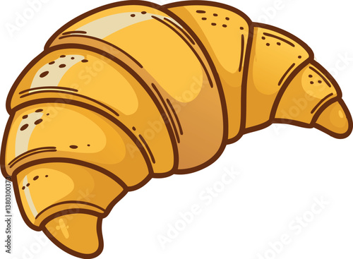 Golden Croissant Vector Illustration on Transparent Background – Perfect for Bakery and Pastry Designs