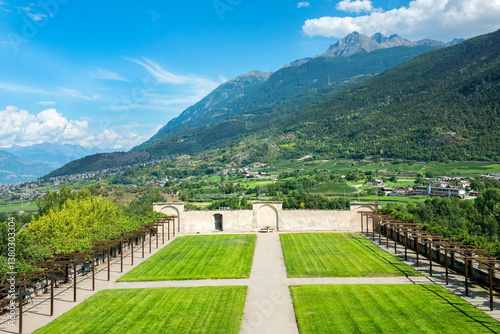 courtyard lawn of the royal castle of Sarre, , Aosta Valley, Italy