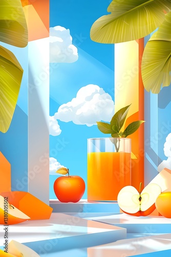 Fresh Juice Scene, Sunny Day photo