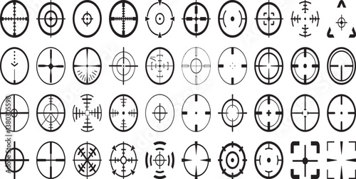 Quadro em tela Target and aim icon set, crosshair, bullseye vector, precision, accuracy, and fo