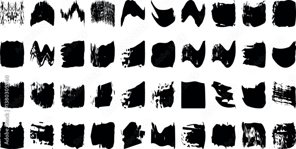 Black brush strokes vector illustration, abstract grunge texture on white background. Artistic design element, paint smear, ink splatte Black brush strokes vector illustration, abstract grunge texture on white background. Artistic design element, paint smear, ink splatte