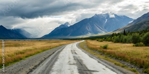 Tiny Road Surrounded by Beautiful Green Mountains and Farmland