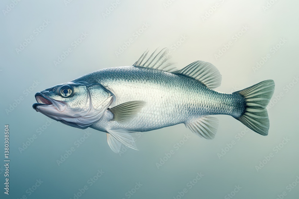 Naklejka premium A Realistic Depiction of a Large Silver Fish Swimming