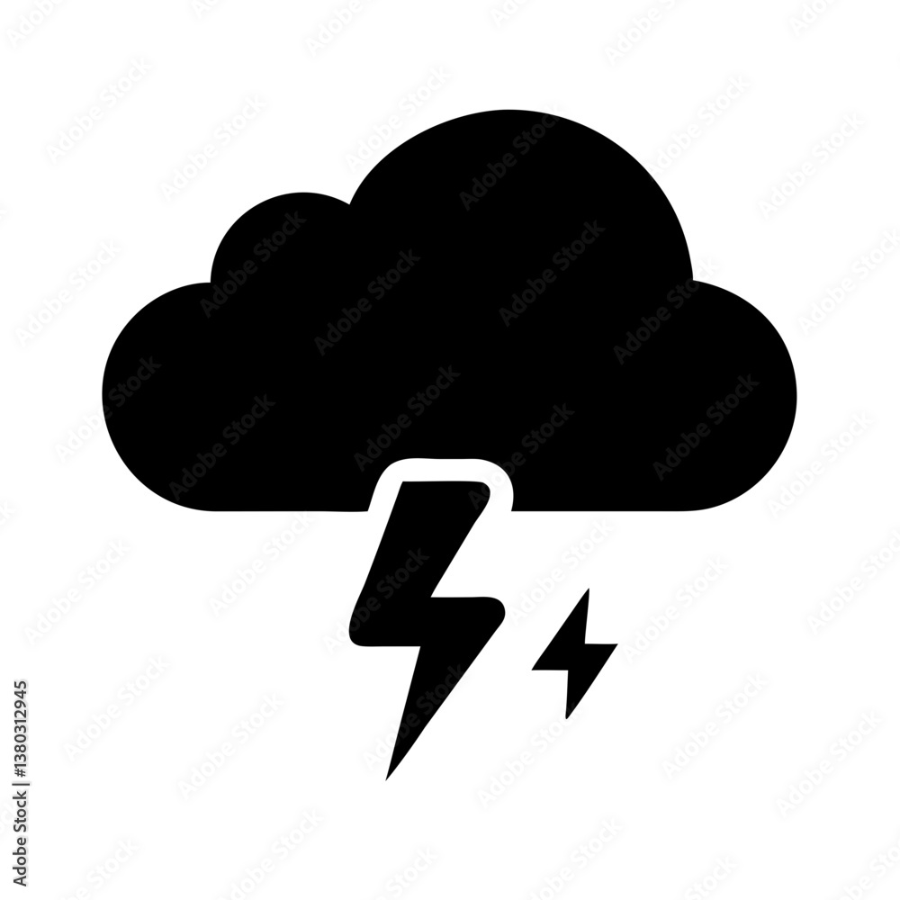 Thunderstorm Icon Black Cloud with Lightning Bolts Thunderstorm Icon Black Cloud with Lightning Bolts