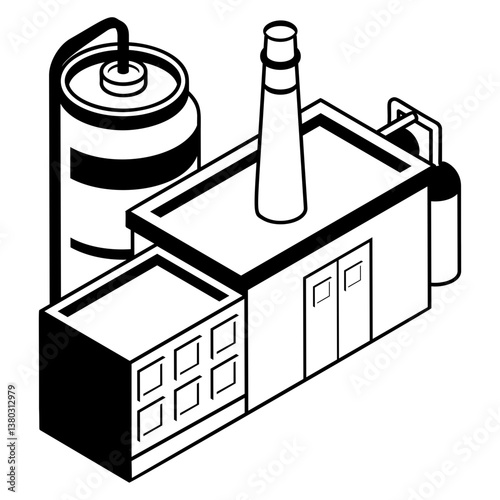 Petrochemicals Process Unit isometric Concept, distillation columns with lower boiling points Vector outline icon Design, Oil and Gas industry Symbol, Hydrocarbon Energy Sector Sign Service and supply