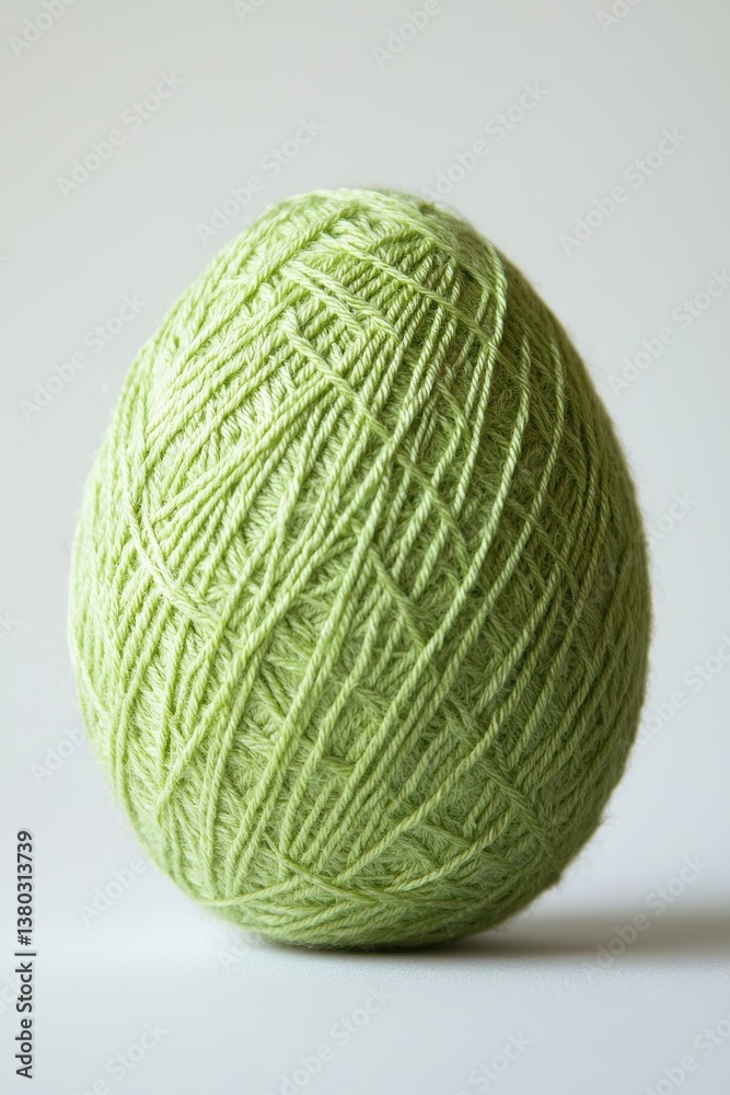 Bright spring green yarn ball resting on a clean white background Bright spring green yarn ball resting on a clean white background