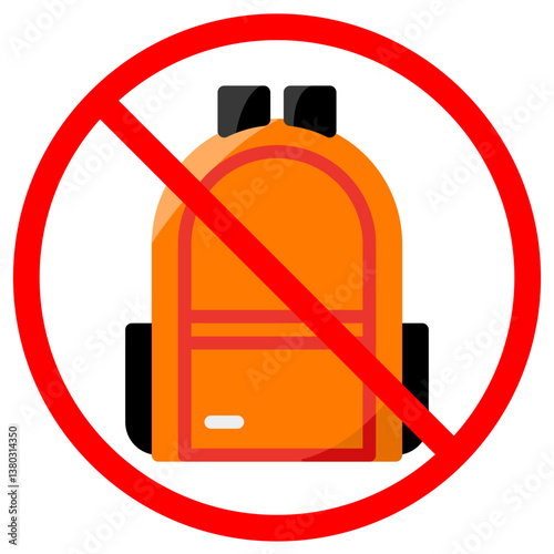 No Backpack Sign Illustration Forbidden Orange Rucksack Symbol