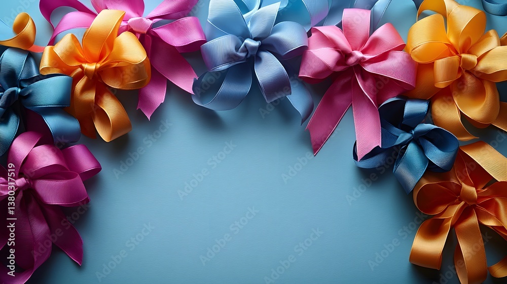 Fototapeta premium Colorful ribbon frame for a birthday card