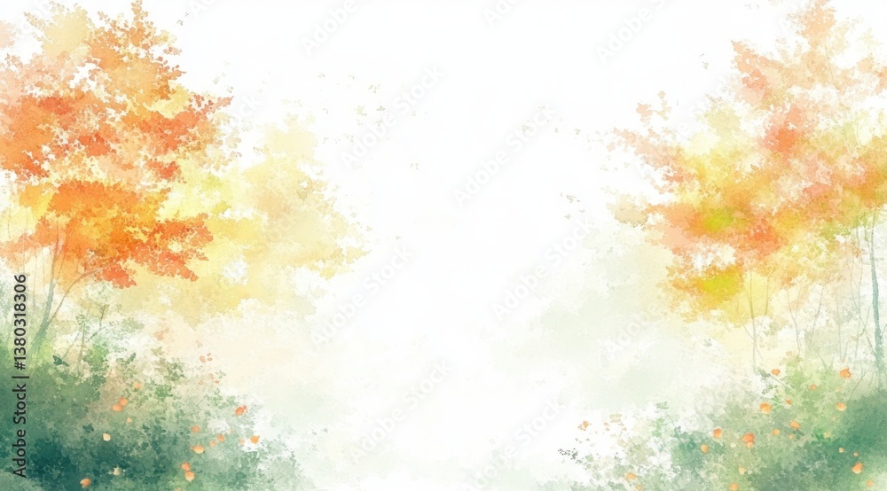 Obraz premium Autumn Forest Sunlight Abstract Watercolor Background Illustration