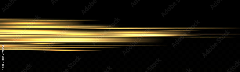 Obraz premium Yellow light and fast moving stripes on a black background. 