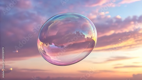 Bubble floating in the sky at sunset photography dreamy aesthetic background wallpaper desktop mobile phone